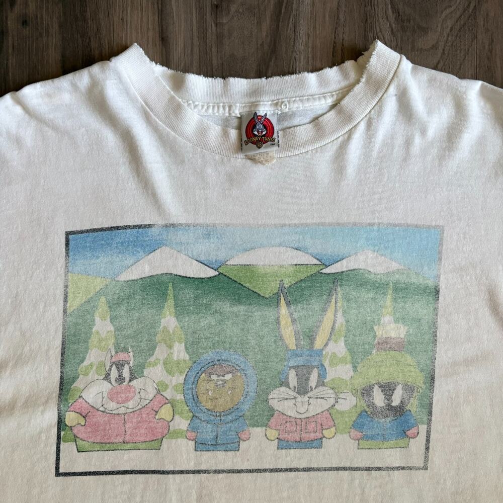 Vintage Looney Tunes South Park T-Shirt Men's Size XL White 1997 Made In USA